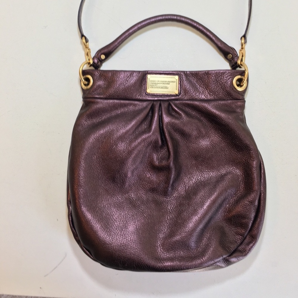 Marc Jacobs Metallic Plum Leather Hobo with Gold Hardware